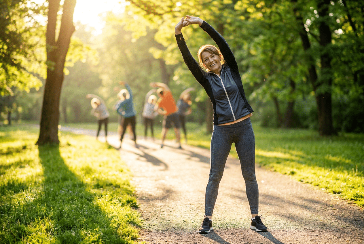 Actieve vrouw die buiten sport dankzij gezonde gewrichten