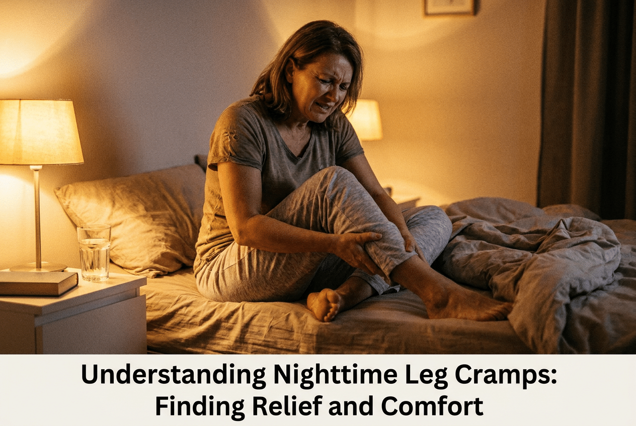 Vrouw met spierkrampen in bed, een veelvoorkomend teken van magnesiumtekort