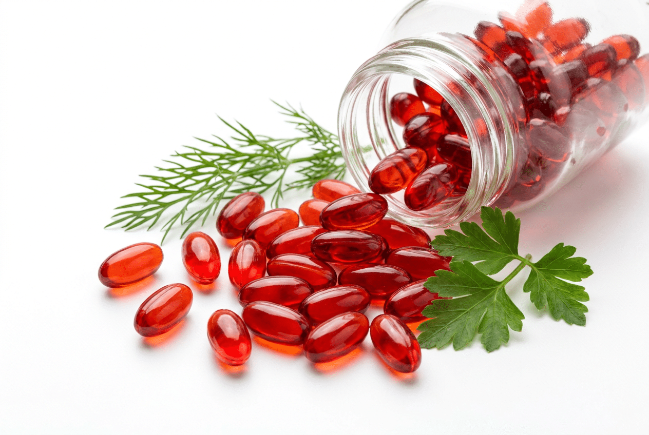 Rode krillolie omega-3 capsules