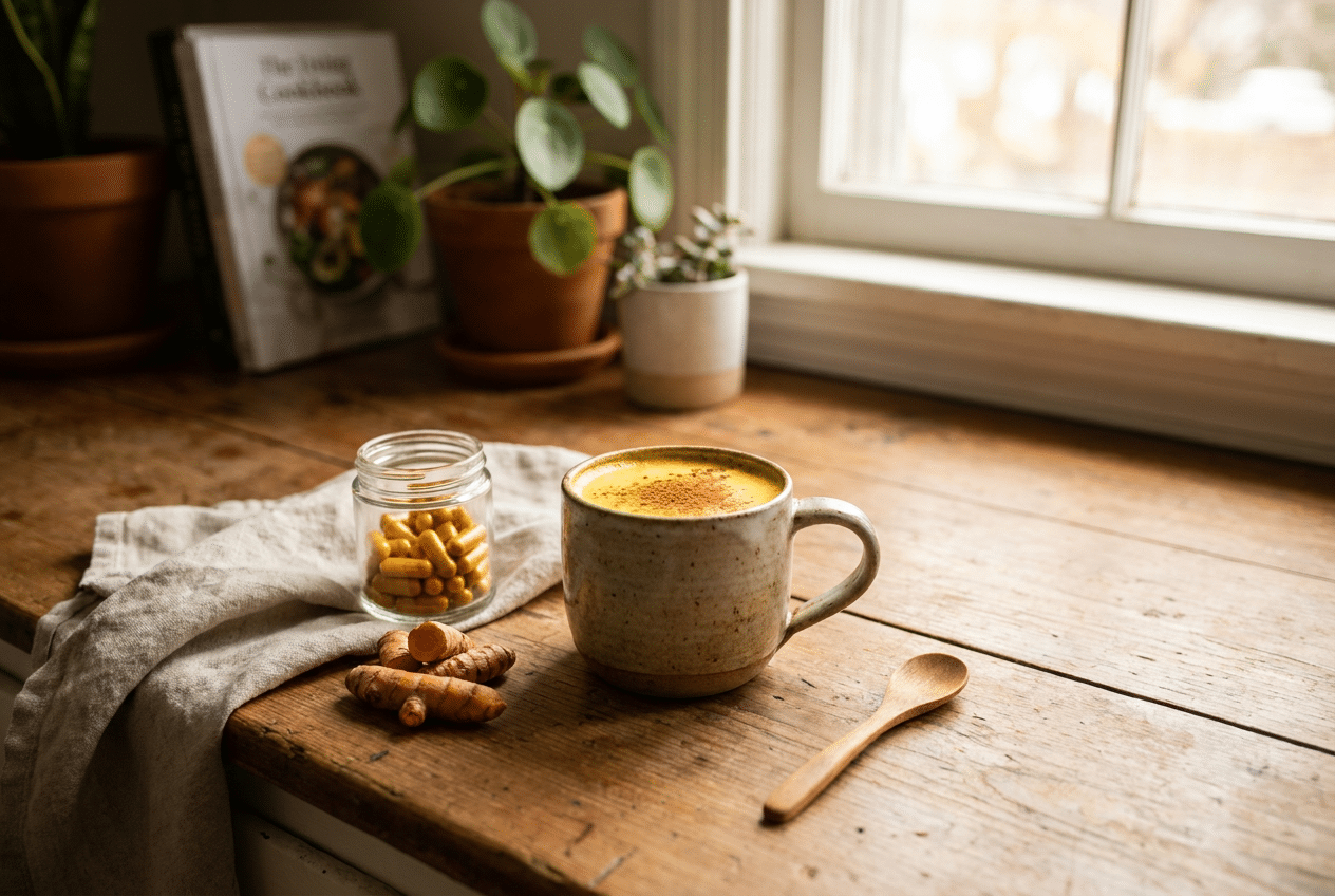 Kurkuma capsules en golden latte als dagelijkse aanpak bij maagklachten