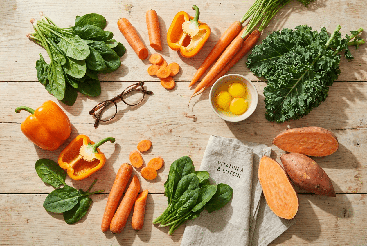Voeding rijk aan vitamine A en luteine voor beter nachtzicht