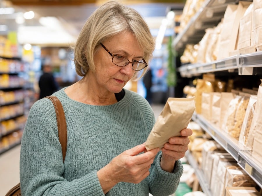 Etiket lezen in de supermarkt