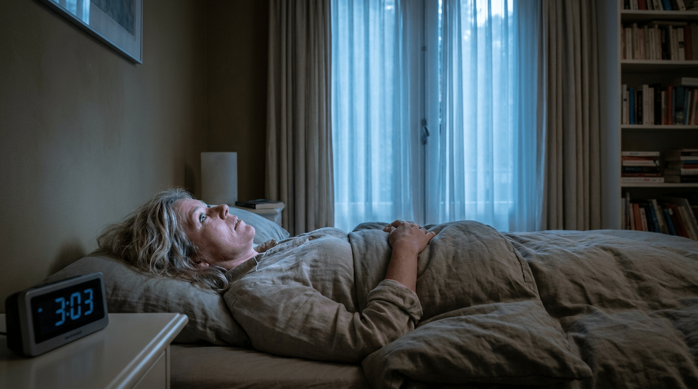 Vrouw ligt 's nachts wakker door hoog cortisol