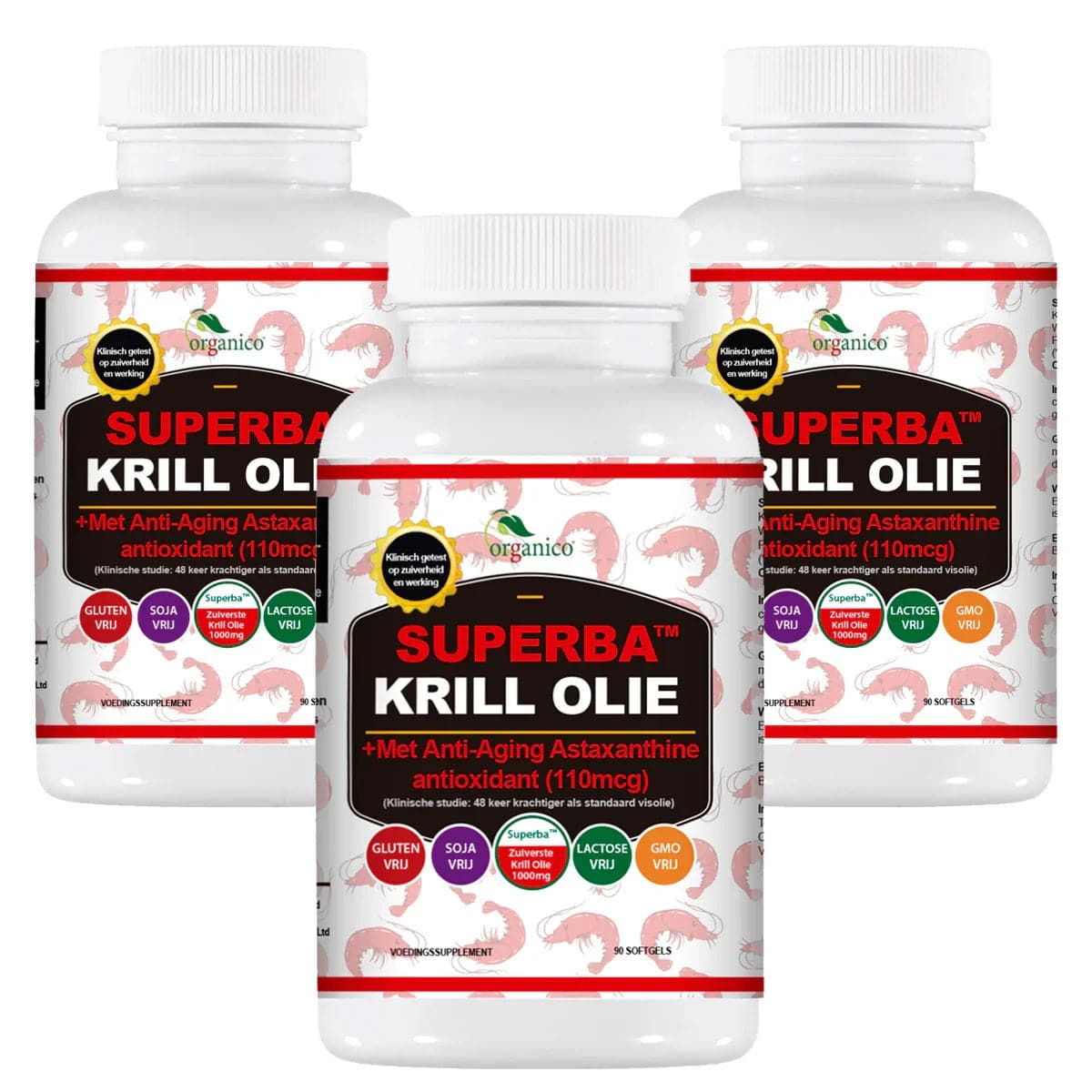 Drie potten Organico Superba Krill Olie